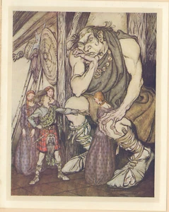Arthur Rackham 1919 Tipped-In Print Prince Loves Giant's Daughter Marchenwald - Bild 1 von 3