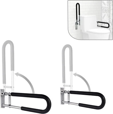 2pcs 23.6 inch Foldable Handicap Grab Bars with Anti Slip Rubber Grip - Image 1 of 4