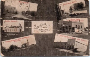 1907 WI Postcard Souvenir From Taylor Wisconsin 1900s Heavy Wear Multi-View - Picture 1 of 2