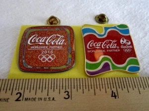 OLYMPIC PINS 2 OFFICIAL 2016 RIO DE JANEIRO BRAZIL COKA COLA SPONSOR LOGO NEW!  - Picture 1 of 3