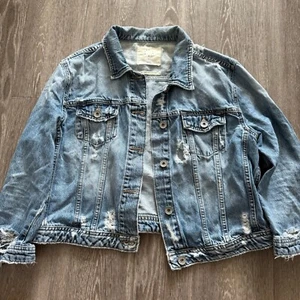 Anti Blue Western Cowgirl Hippie Jeansjacke Damen - Größe L Distressed - Bild 1 von 7