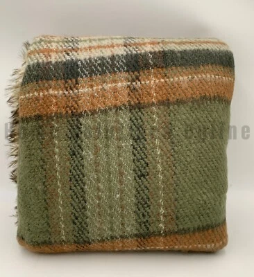 Pottery Barn Stewart Plaid Faux Fur Back Throw Blanket Loden 50" x 60" #Z1278 - Image 1 of 4
