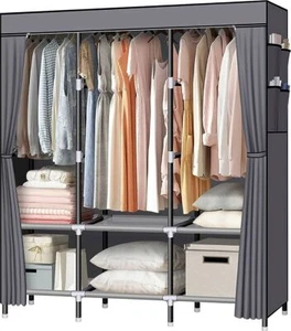 67" Clothes Storage Closet Organizer Wardrobe Rack Shelf Dustproof Home Portable - Picture 1 of 61