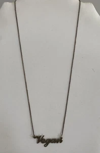 Sterling Silver 925 Vegan ID Pendant Necklace Box Chain - Picture 1 of 6