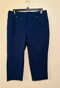Alfani Capris Stretch Cropped Pants Women's Size 14 Navy Blue - Picture 1 of 5