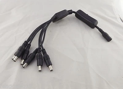 LED Strips DC Power 1 Female To 6x Male 5.5 x 2.1mm On/Off Switch Splitter Cable - Image 1 of 4