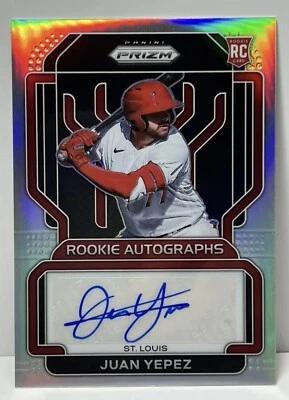 2022 Panini Prizm Baseball Juan Yepez Rookie Autographs Silver Prizm #RA-JY - Image 1 of 2