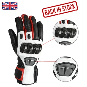 GUANTES CORTOS DE CUERO DE MOTOCICLETA/MOTOCICLETA DE INVIERNO O VERANO PARA HOMBRE CON NUDILLOS DE CARBONO - Imagen 1 de 8
