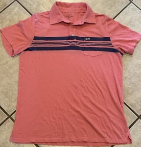 Vineyard Vines Polo Shirt Boys XL Pink Stripe Short Sleeve Casual Preppy Beach - Picture 1 of 11