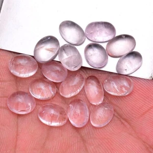 17 Pcs Natural Pink Morganite 8mm-10mm Oval Cabochon Untreated Loose Gemstones - Picture 1 of 7
