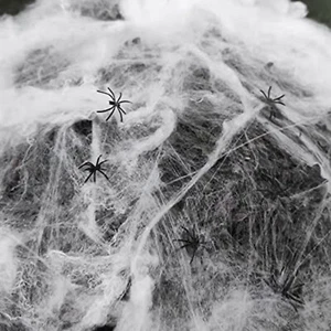 Halloween Spooky Spider Webs with Fake Spiders Party Decor Indoors & Outdoors - Picture 1 of 9