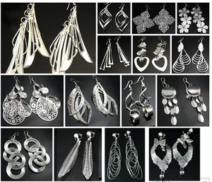 Silver Tone Fashion Earrings Costume Jewellery - Pierced or Clip On - 22 Designs - Picture 1 of 25