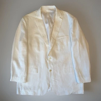 Blazer Lauren Ralph Lauren Lino 46R Blanco 2 Botones Minimalista Nueva York RRL Foto 1 de 4