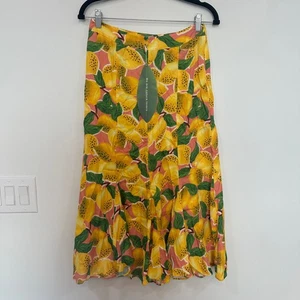 Farm Rio frische Zitronen Midirock Small neu mit Etikett $ 165 hell Urlaub Obst Neuheit - Bild 1 von 10