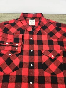 Dubinik Customized Version Red Buffalo Plaid Flannel Shirt Men's 4XL Long Sleeve - Picture 1 of 9