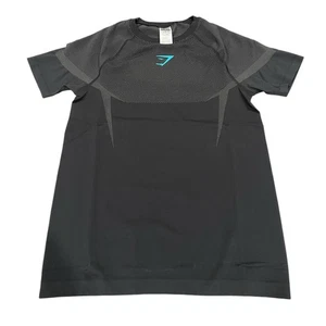 Gymshark Onyx 5.0 v5 Seamless T-Shirt Schwarz/Marke Blau Größe Medium Schneller Versand ✅ - Bild 1 von 4