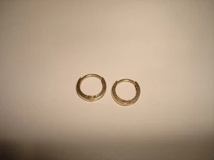 Vintage Sammlerstück 14k Gelbgold Creolen dunkelblau klarer Stein kleine Ohrringe - Bild 1 von 8