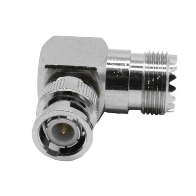 BNC Male Jack To UHF SO239 Female Plug Right Angle RF Coax Connector Adapter 90° - Image 1 of 4