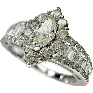 Anillo de oro blanco K18WG de 0,20 quilates con diamante de piedra lateral... - Imagen 1 de 10
