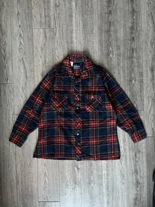 DeeCee Vintage 80s Rappers Red Plaid Western Pearlsnap Flannel / Size Medium - Picture 1 of 5