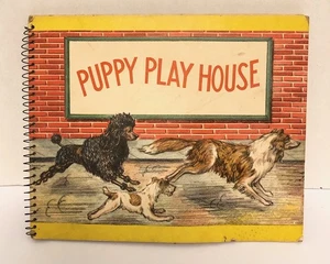 1951 PUPPY PLAY HOUSE Vintage Children's interactive Book w/ 6 Dog Cutouts - Bild 1 von 5