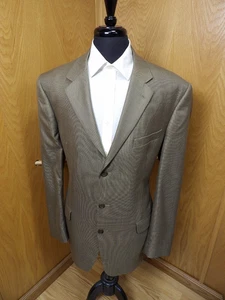 Mens Blazer Sport coat Jacket Andrew Fezza 44L Tan Micro H.T.  Wool Blend  N102 - Picture 1 of 6