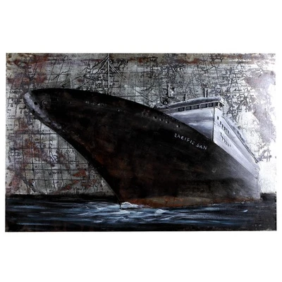 Wandbild Metallbild Cruiser Schiff 120x80 cm Unikat hangefertigt Bild 3D Relief - Bild 1 von 4