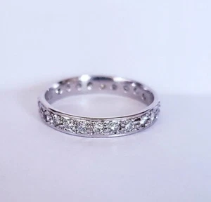 1Ct ET Simulate Diamond Wedding & Anniversary Band Ring in 14k White Gold Finish - Picture 1 of 9