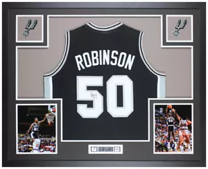 David Robinson Autographed and Framed Black San Antonio Jersey JSA COA - Picture 1 of 5