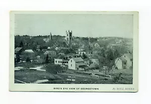 Georgetown MA Mass 1914 postal vista de pájaro, iglesia, casas, dependencias - Imagen 1 de 3