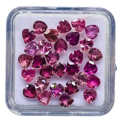 30 Stück Natürlich Rubellit Turmalin 4x4mm Herz Schnitt Locker Edelsteine Menge - Bild 1 von 4