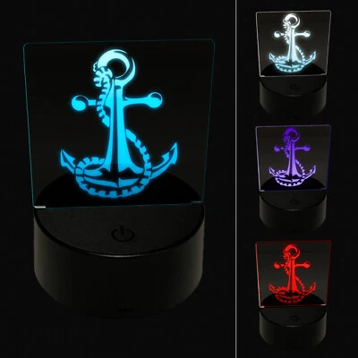 Naval Nautical Anchor with Rope for Sailors with Boats LED Night Light Sign Lamp - Image 1 of 4