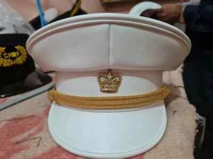 Military Marching Band White Peak Cap, Peaked Hat Headgear - Picture 1 of 11