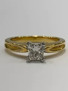 18ct 18k Yellow Gold Princess Cut Diamond Engagement Ring TDW 0.55 Carat. New - Picture 1 of 9