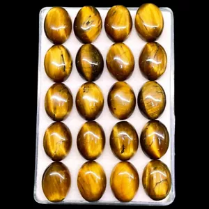 30 Pcs Natural Tiger Eye 16x12mm Oval Cabochon Loose Gemstones Wholesale Lot - Picture 1 of 15