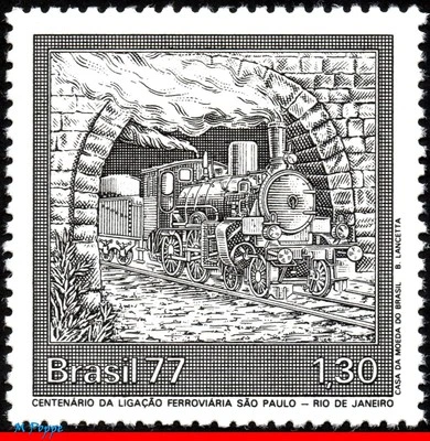 CENTAVO BRASIL 1977 1512. DE FERROCARRIL SP RJ, TRENES, TÚNEL, MI# 1603 RHM C-991 MNH Foto 1 de 2