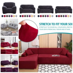 1 2 3 4 Sitzer Stretch Plüsch Dicke Sofabezüge Couch Stuhl Schonbezug - Bild 1 von 66