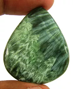 39,20 ct natürlicher grüner Seraphinit loser Edelstein Cabochon Draht Wickelstein - 62306 - Bild 1 von 5
