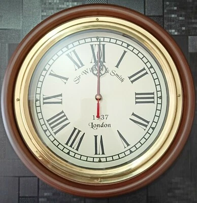 Antiguo reloj de pared redondo de madera Sir William Smith Londres vintage decorativo para el hogar Foto 1 de 4