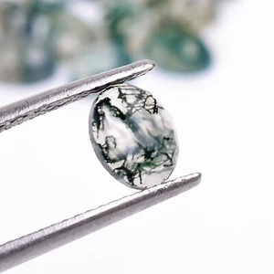 Piedras preciosas naturales sueltas 100 % musgo ágata forma ovalada cristal suelto para él 7x5 mm - Imagen 1 de 4