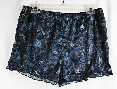 NEW NWT Disney Mickey Mouse Dark Blue & Black Baroque Print Satin Sleep Shorts M - Image 1 of 2