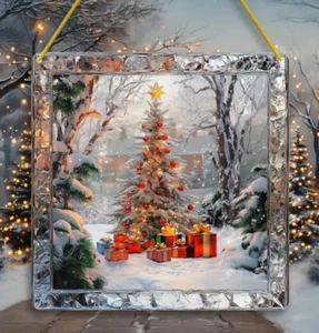 SUNCATCHER-Vibrant Christmas Tree-Stained Glass Style Acrylic - 8"x8" Han - Picture 1 of 4