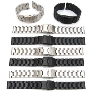 HEAVY SOLID LINK Watch Strap Bracelet STAINLESS STEEL Band Deployment Clasp New - Picture 1 of 9