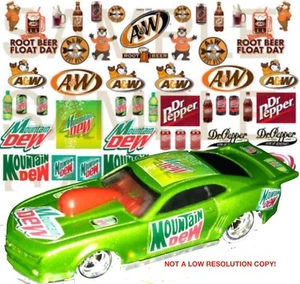 1:64 pop WATER-SLIDE DECALS FOR HOT WHEELS, MATCHBOX, SLOT CAR: - Picture 1 of 2