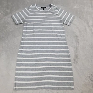 Banana Republic Shirt Dress Women Extra Small Petite Gray Strip Pullover Pockets - Picture 1 of 9