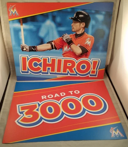 ICHIRO ROAD TO 3000 HITS SGA COMMEMORATIVE POSTER 11 X 14 SUZUKI MARLINS 2017 Cover