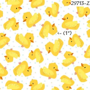 Darling Duckies cotton Quilt fabric QT 29713-Z Tossed Ducks Rubber Duck on White - Picture 1 of 7