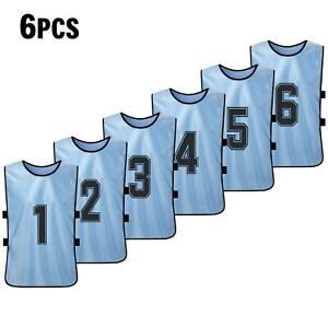 6PCS Kid's Football Pinnies Quick Drying Soccer Jerseys Youth Sports Q1E2
