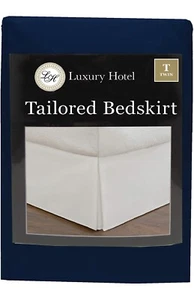 Navy Luxury Hotel Tailored Bedskirt TWIN Classic 14" Drop Length Lux - Picture 1 of 5