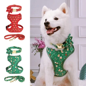 Christmas Puppy Vest Harness&Collar&Leash set Festival Adjustable Small Dog Pet - Picture 1 of 20